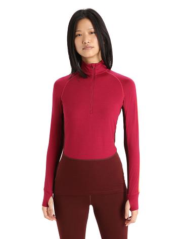 Cherry / Espresso Women's Icebreaker 260 ZoneKnit™ Merino Long Sleeve Half Zip Base Layers | USA 1881YXFU